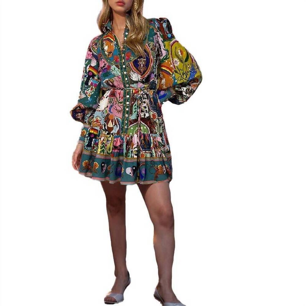 NEW UZWHOLESALE floral cinched waist ruffle hem dress in printing multi